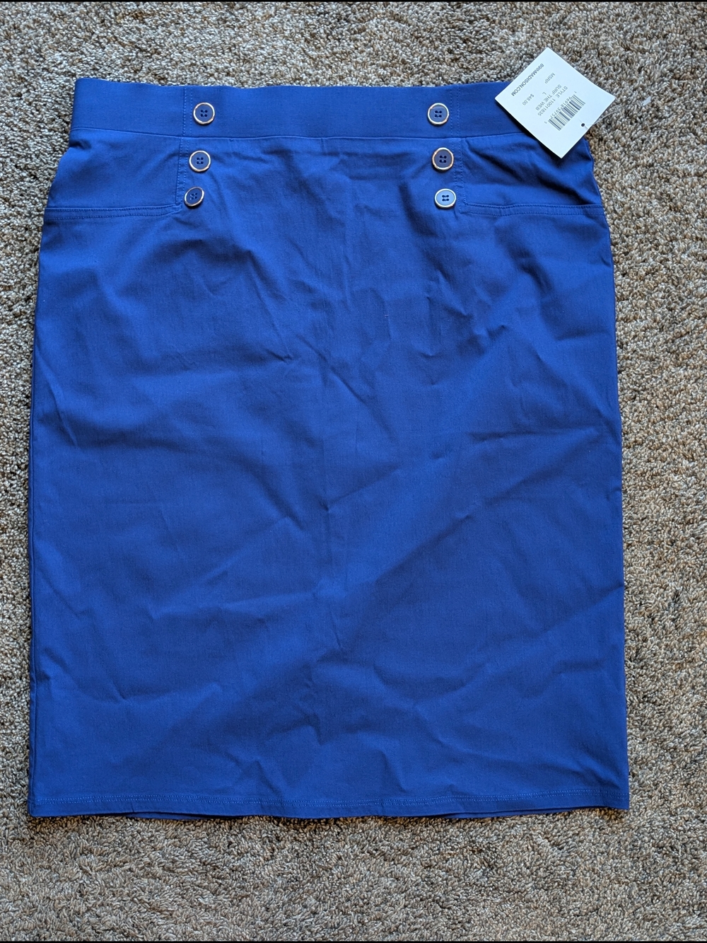 89th & Madison Royal Blue Button-Accent Pencil Skirt
